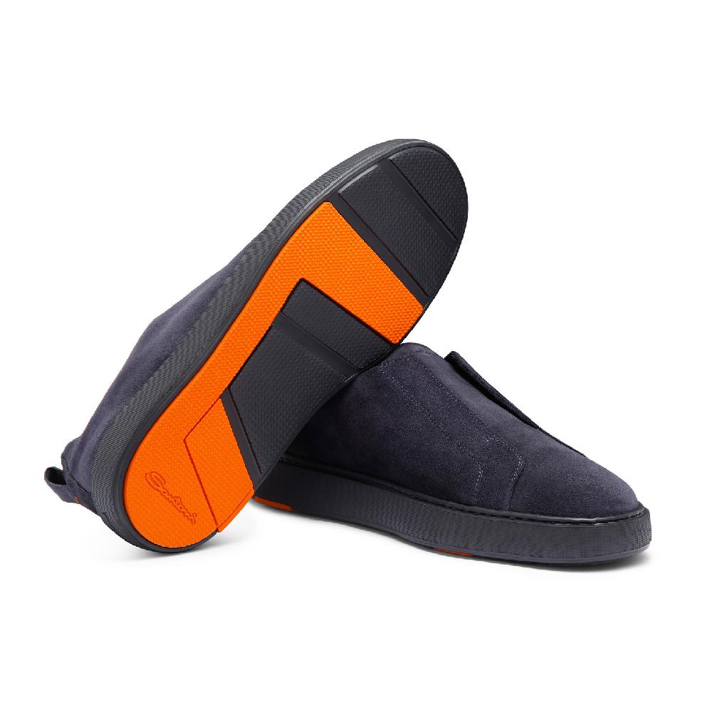 Santoni Sneaker Slip-on Da Uomo In Suede Blu