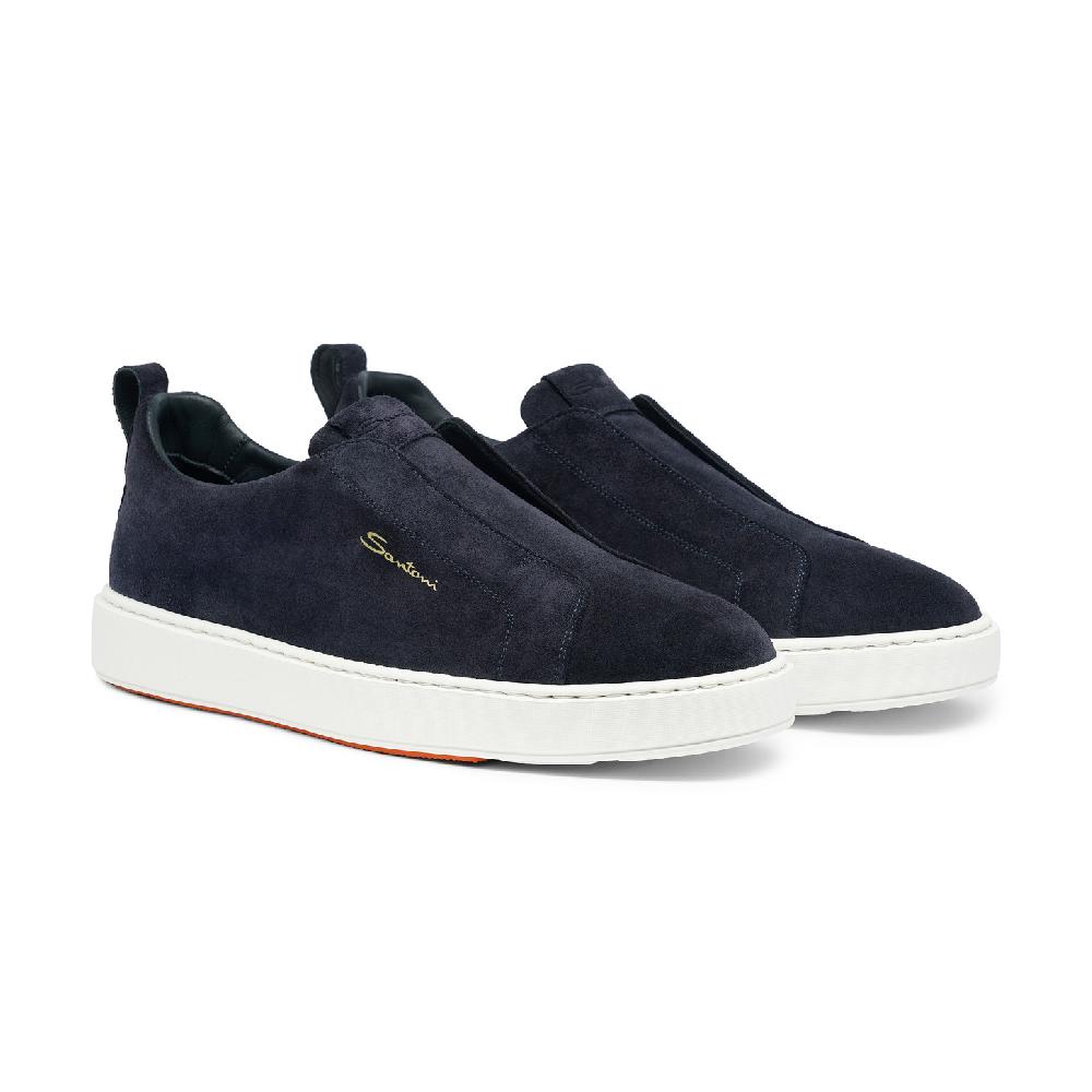 Santoni Sneaker Slip-on Da Uomo In Suede Blu