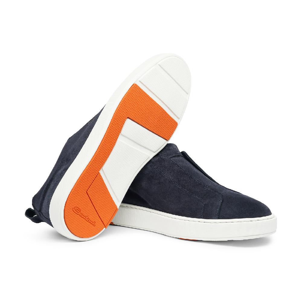 Santoni Sneaker Slip-on Da Uomo In Suede Blu