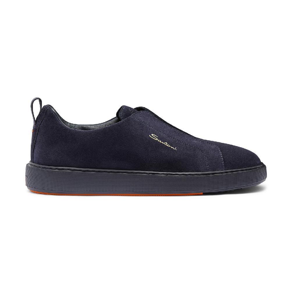 Santoni Sneaker slip-on da uomo in suede blu