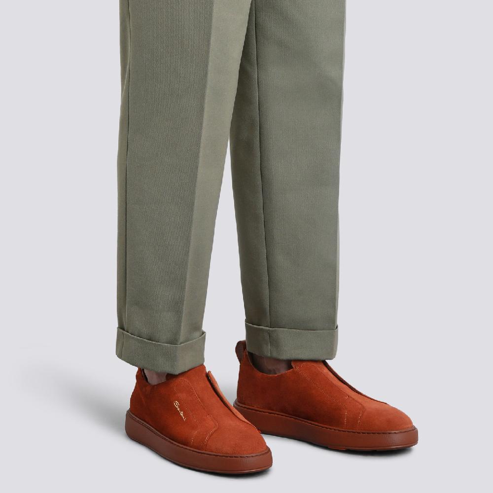 Santoni Sneaker Slip-on Da Uomo In Suede Marrone