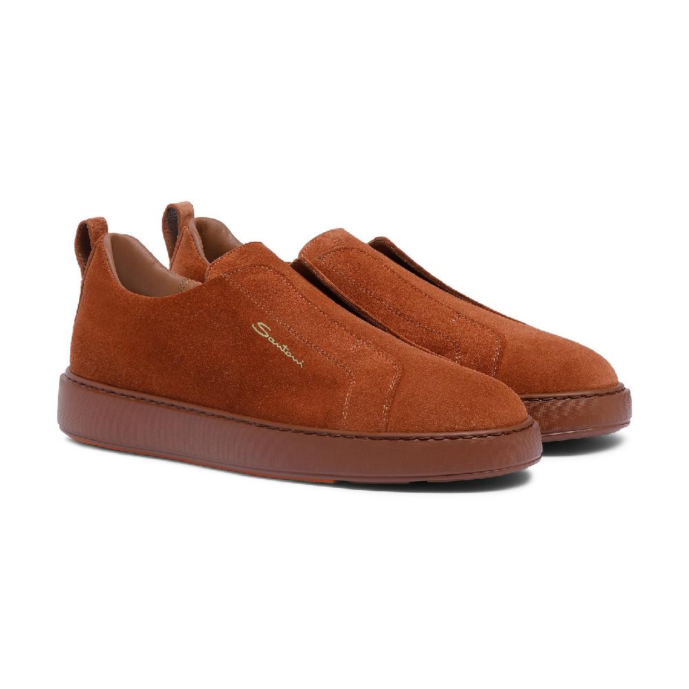 Santoni Sneaker Slip-on Da Uomo In Suede Marrone