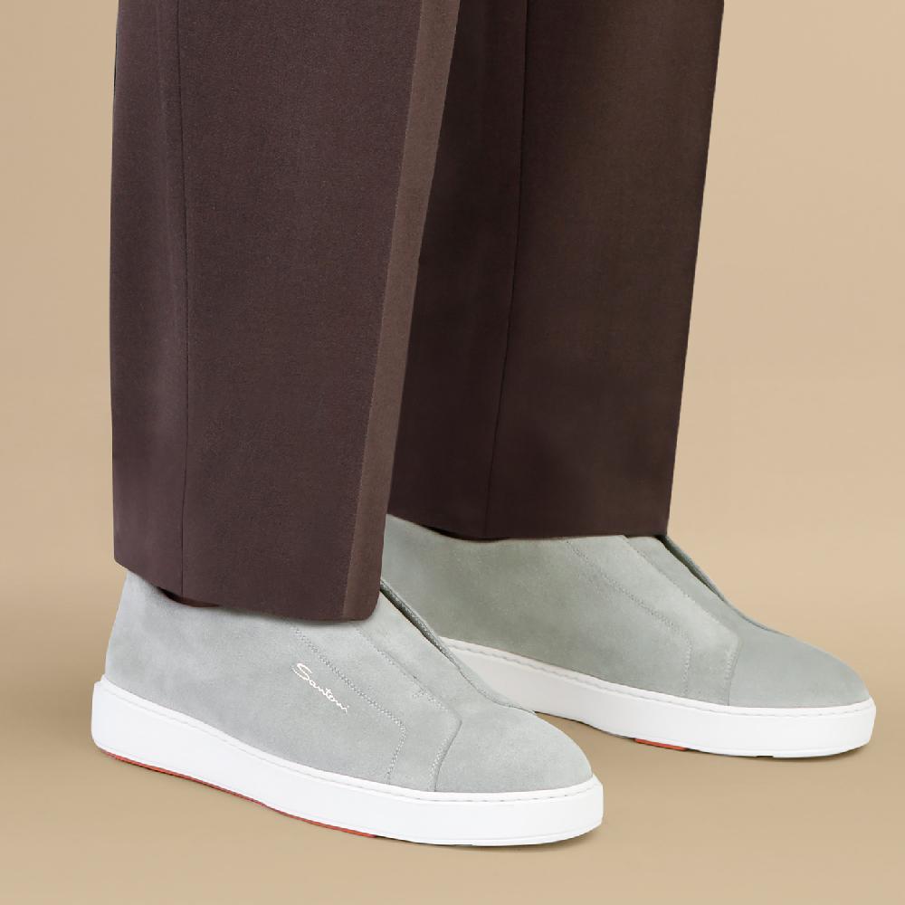 Santoni Sneaker Slip-on Da Uomo In Suede Verde