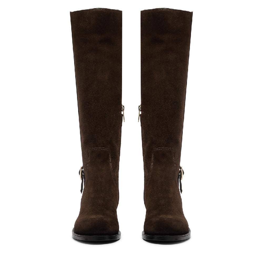 Santoni Stivale Da Donna In Suede Testa Di Moro