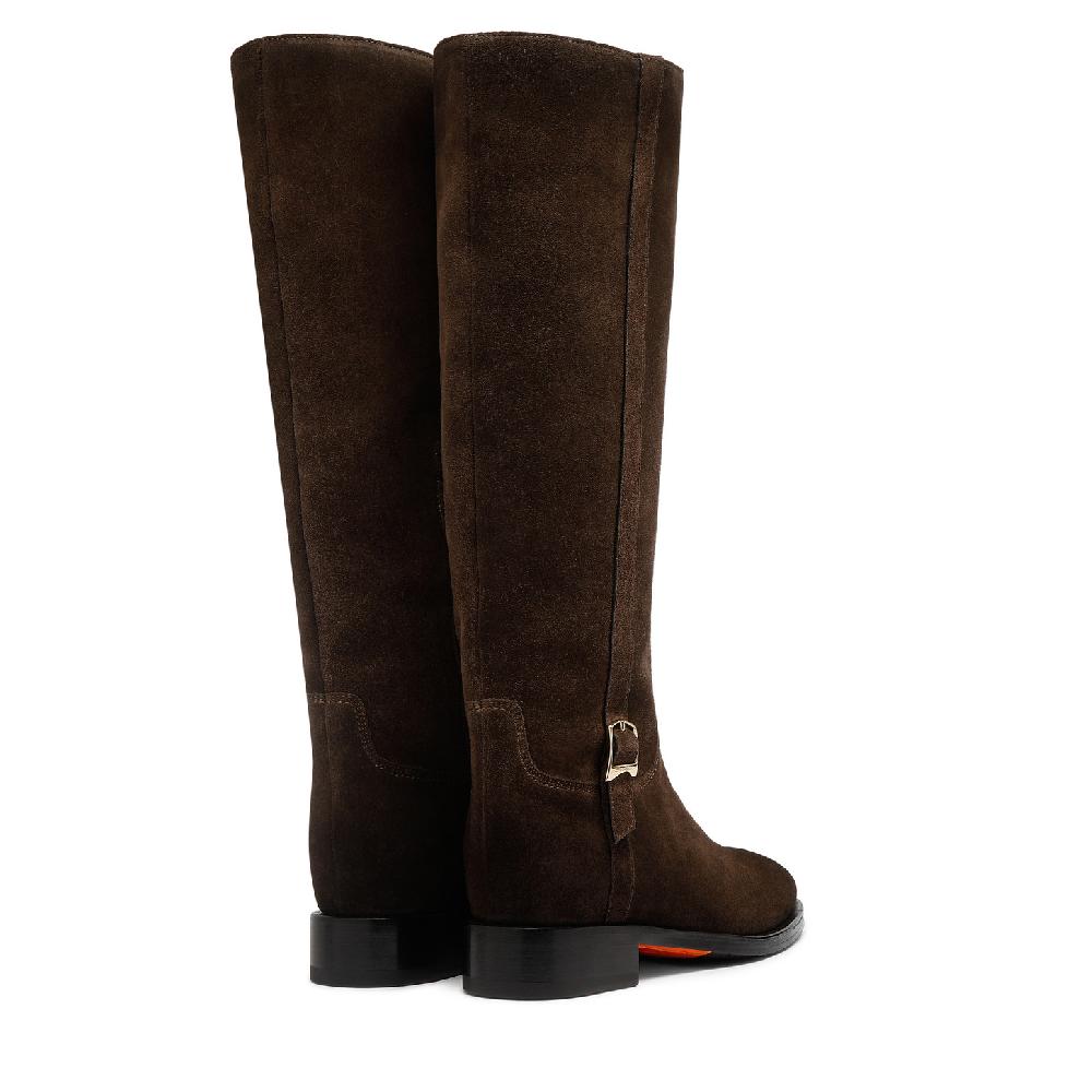 Santoni Stivale Da Donna In Suede Testa Di Moro