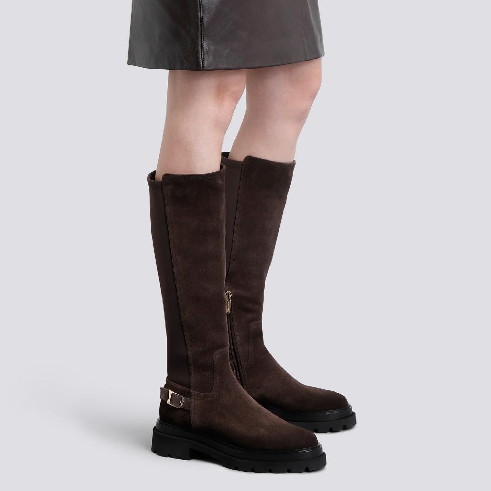 Santoni Stivale Da Donna In Suede Testa Di Moro