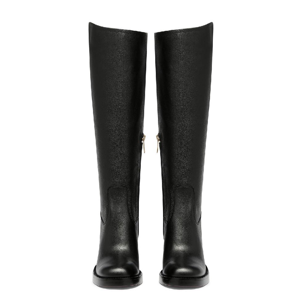 Santoni Stivale Tacco Alto Da Donna In Pelle Nera