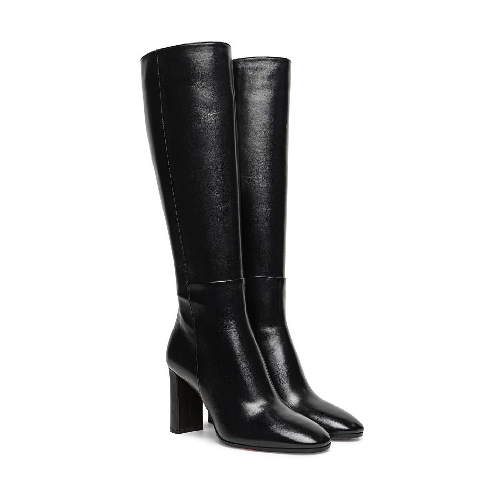 Santoni Stivale Tacco Alto Da Donna In Pelle Nera