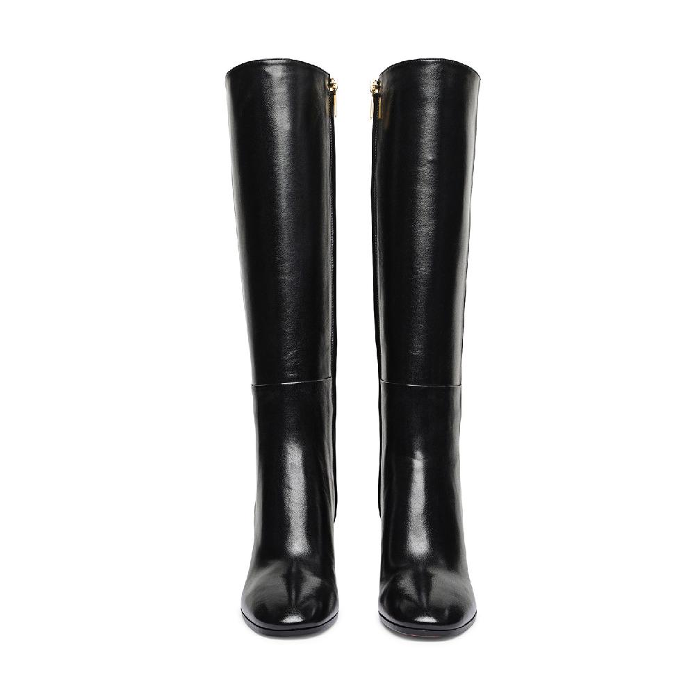 Santoni Stivale Tacco Alto Da Donna In Pelle Nera