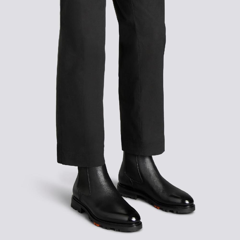 Santoni Stivaletto Chelsea Da Uomo In Pelle Nera