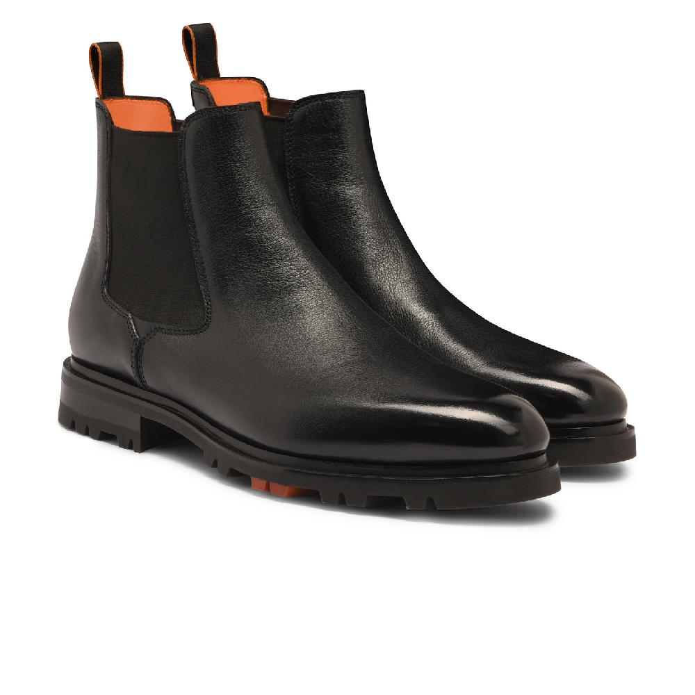 Santoni Stivaletto Chelsea Da Uomo In Pelle Nera