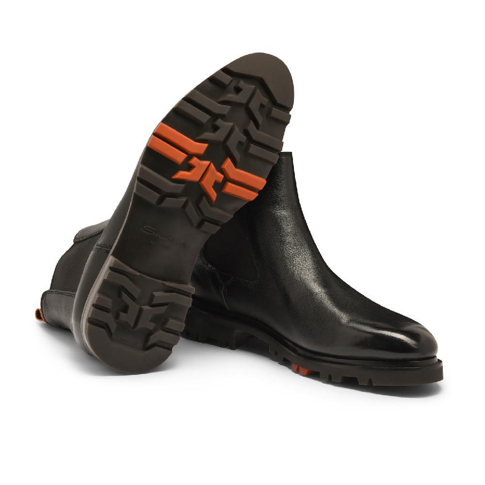 Santoni Stivaletto Chelsea Da Uomo In Pelle Nera