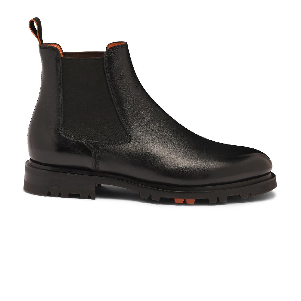 Santoni Stivaletto Chelsea da uomo in pelle nera