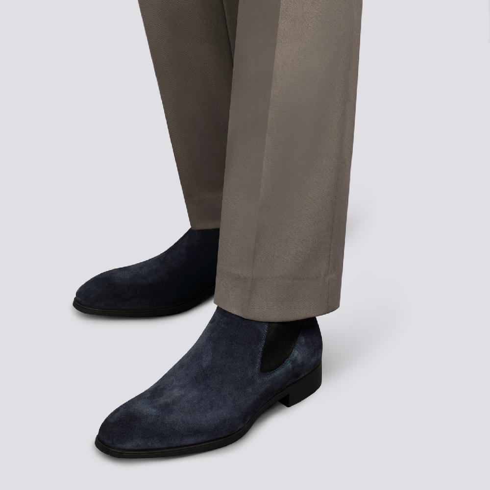 Santoni Stivaletto Chelsea Da Uomo In Suede Blu