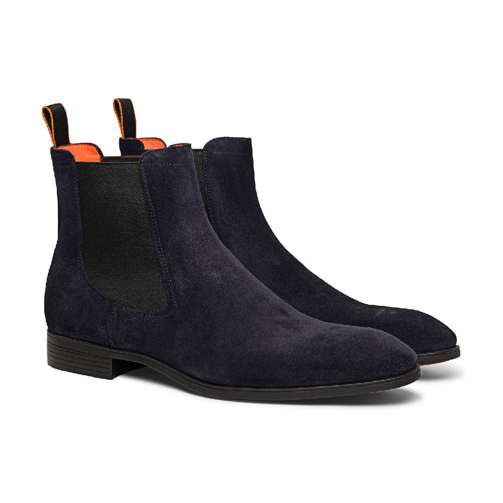 Santoni Stivaletto Chelsea Da Uomo In Suede Blu