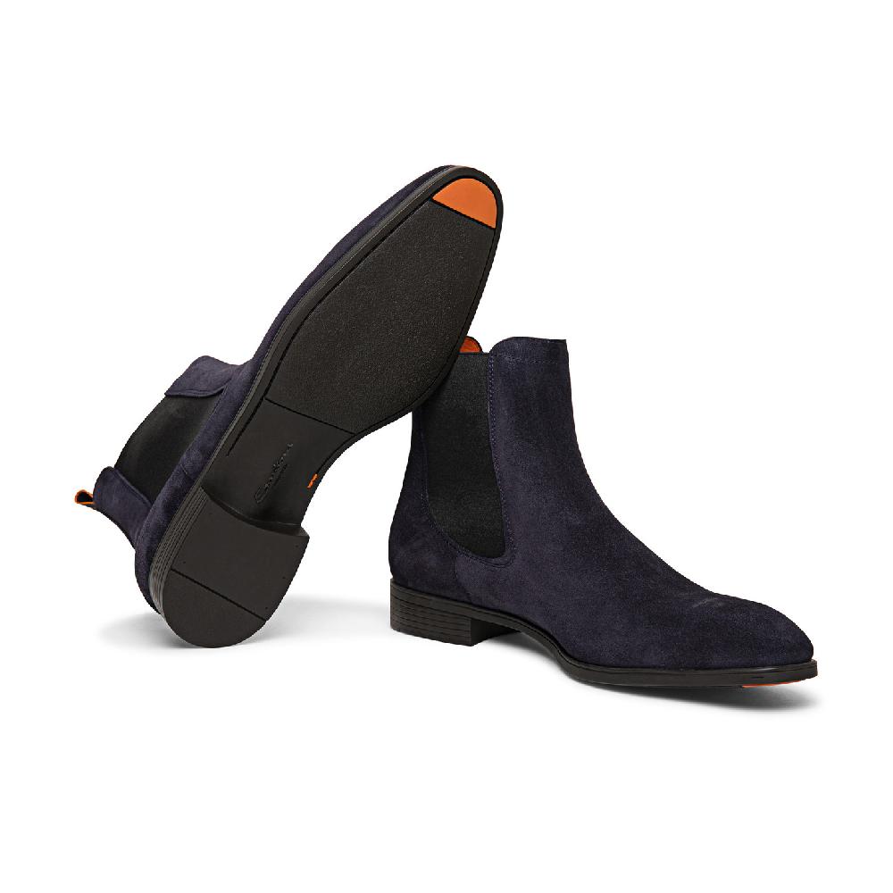 Santoni Stivaletto Chelsea Da Uomo In Suede Blu