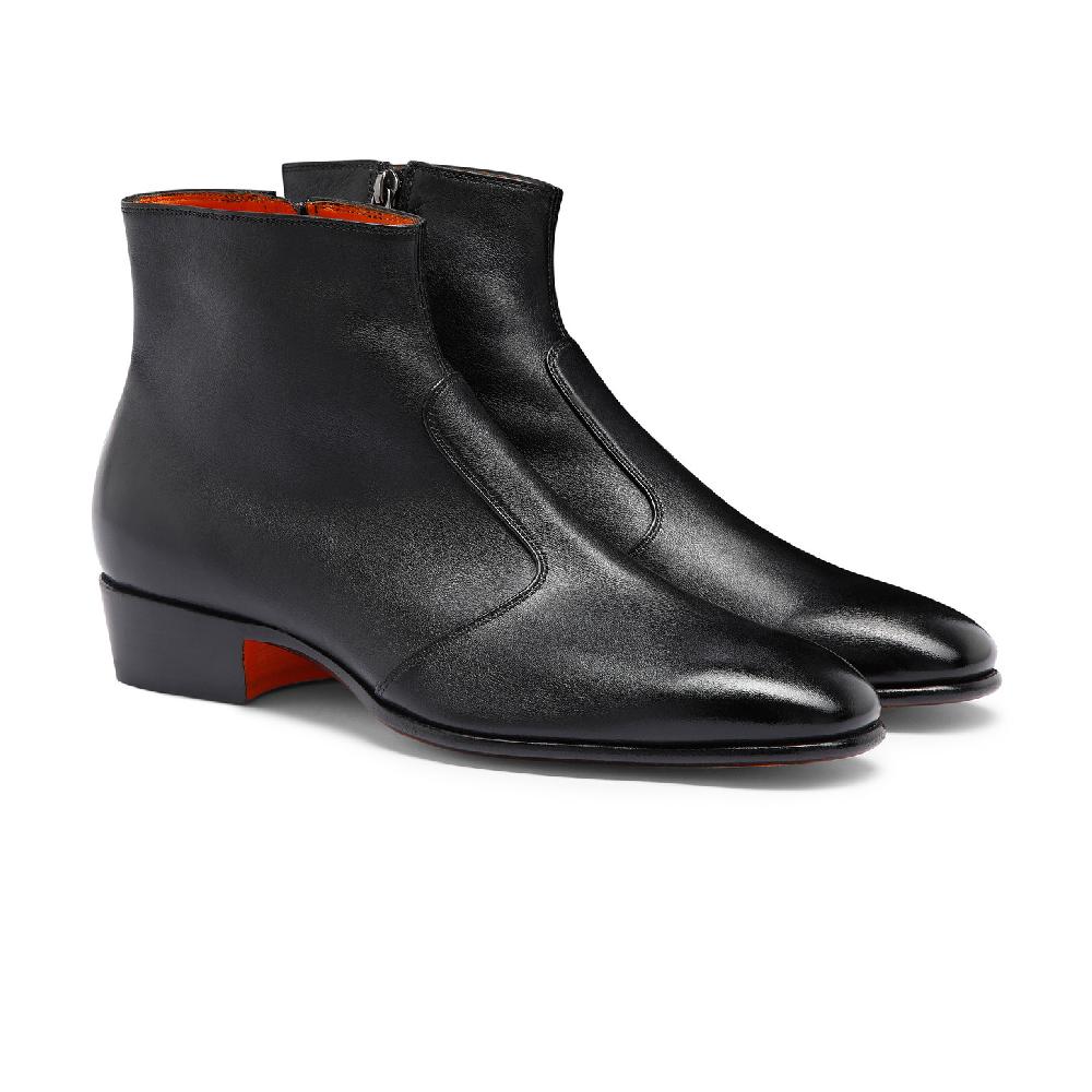 Santoni Stivaletto Da Uomo In Pelle Nera