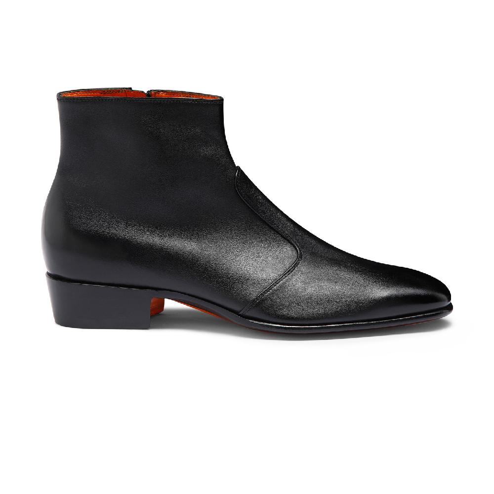 Santoni Stivaletto da uomo in pelle nera