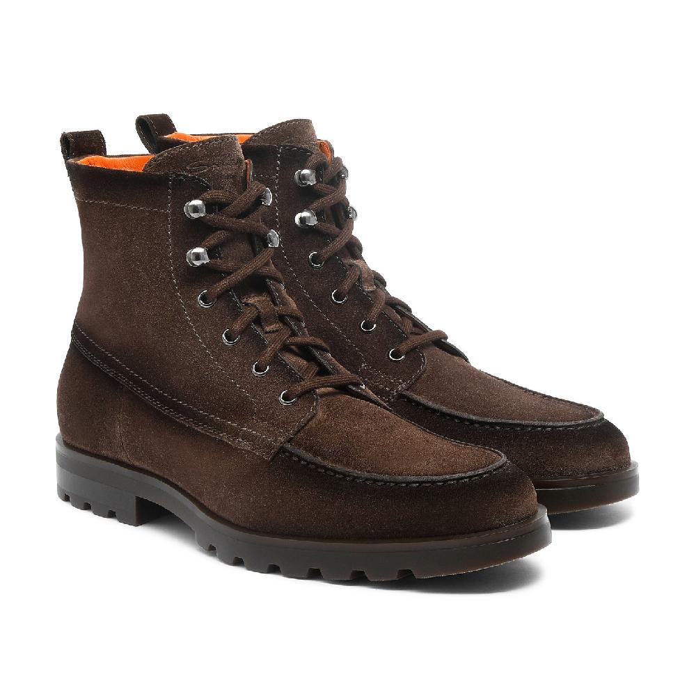 Santoni Stivaletto Da Uomo In Suede Testa Di Moro