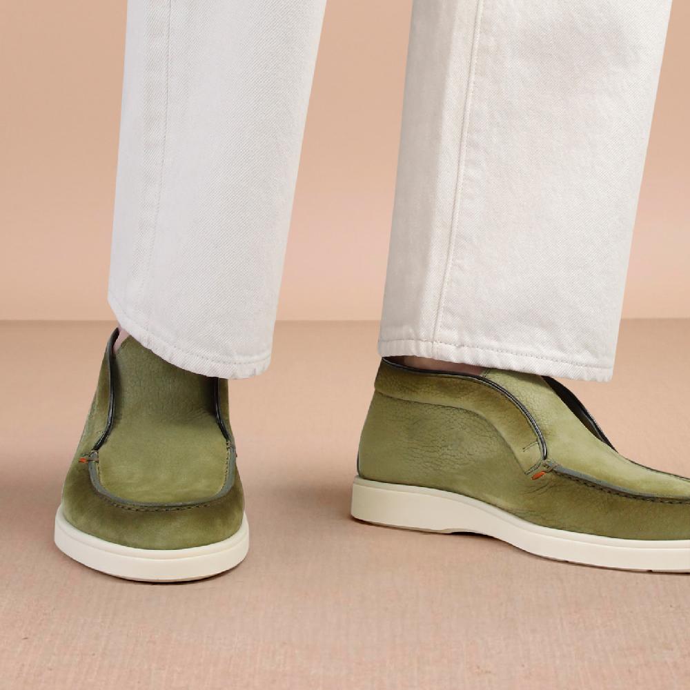Santoni Stivaletto Desert Da Uomo In Nabuk Verde