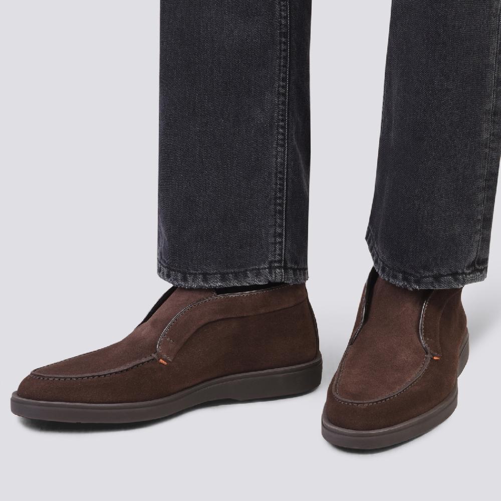 Santoni Stivaletto Desert Da Uomo In Suede Marrone