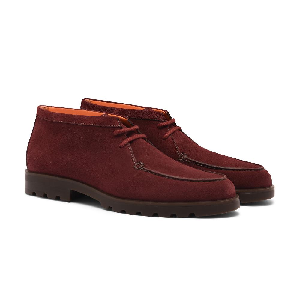 Santoni Stivaletto Desert Da Uomo In Suede Rosso