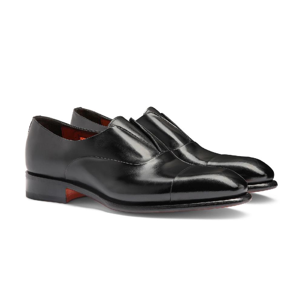 Santoni Stringata Da Uomo In Pelle Nera