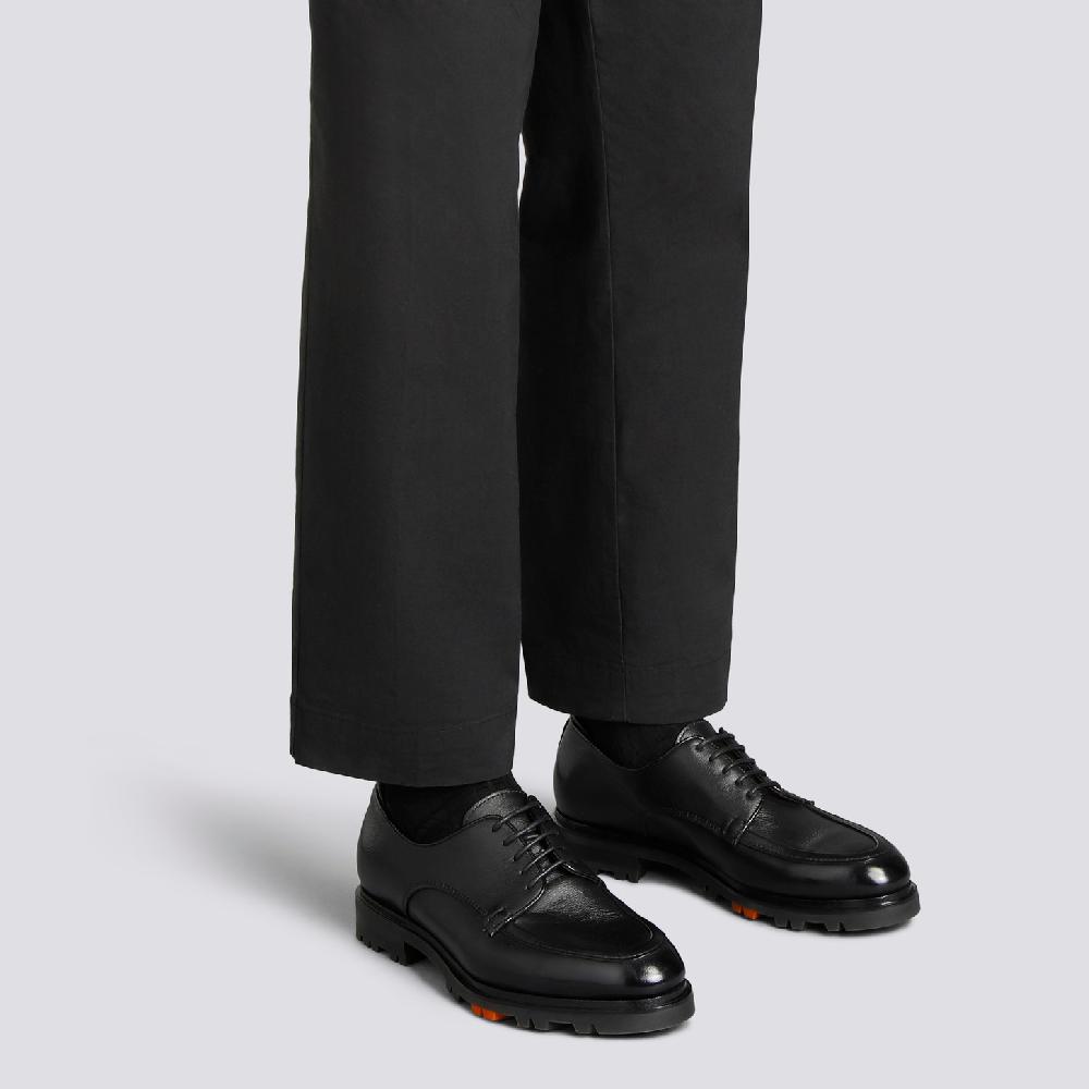 Santoni Stringata Derby Da Uomo In Pelle Nera