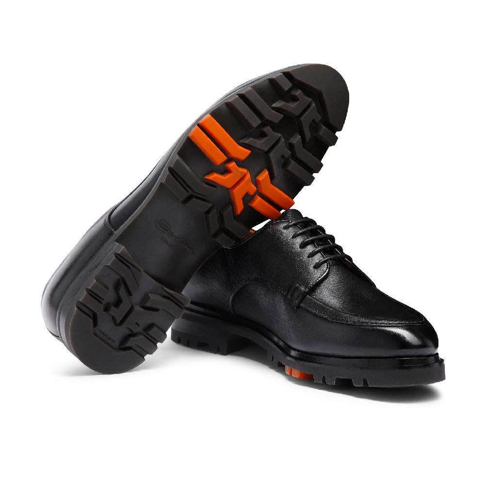 Santoni Stringata Derby Da Uomo In Pelle Nera