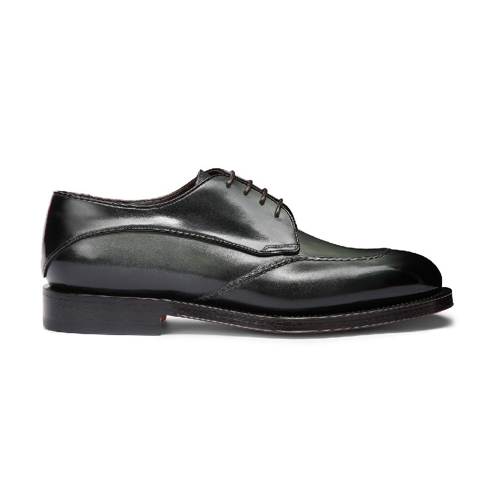 Santoni Stringata Derby da uomo in pelle verde