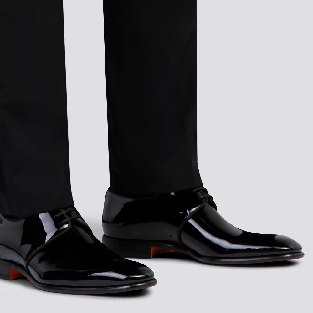 Santoni Stringata Derby Da Uomo In Vernice Nera