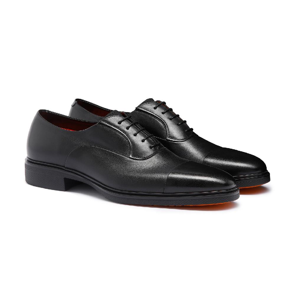 Santoni Stringata Easy Da Uomo In Pelle Nera