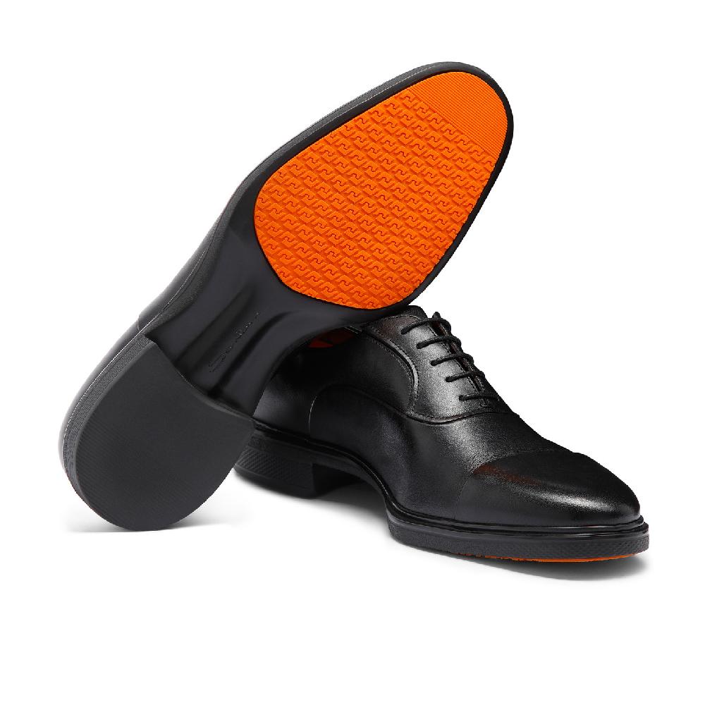 Santoni Stringata Easy Da Uomo In Pelle Nera