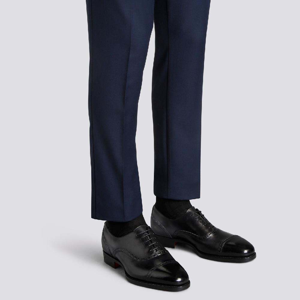 Santoni Stringata Oxford Da Uomo In Pelle Nera