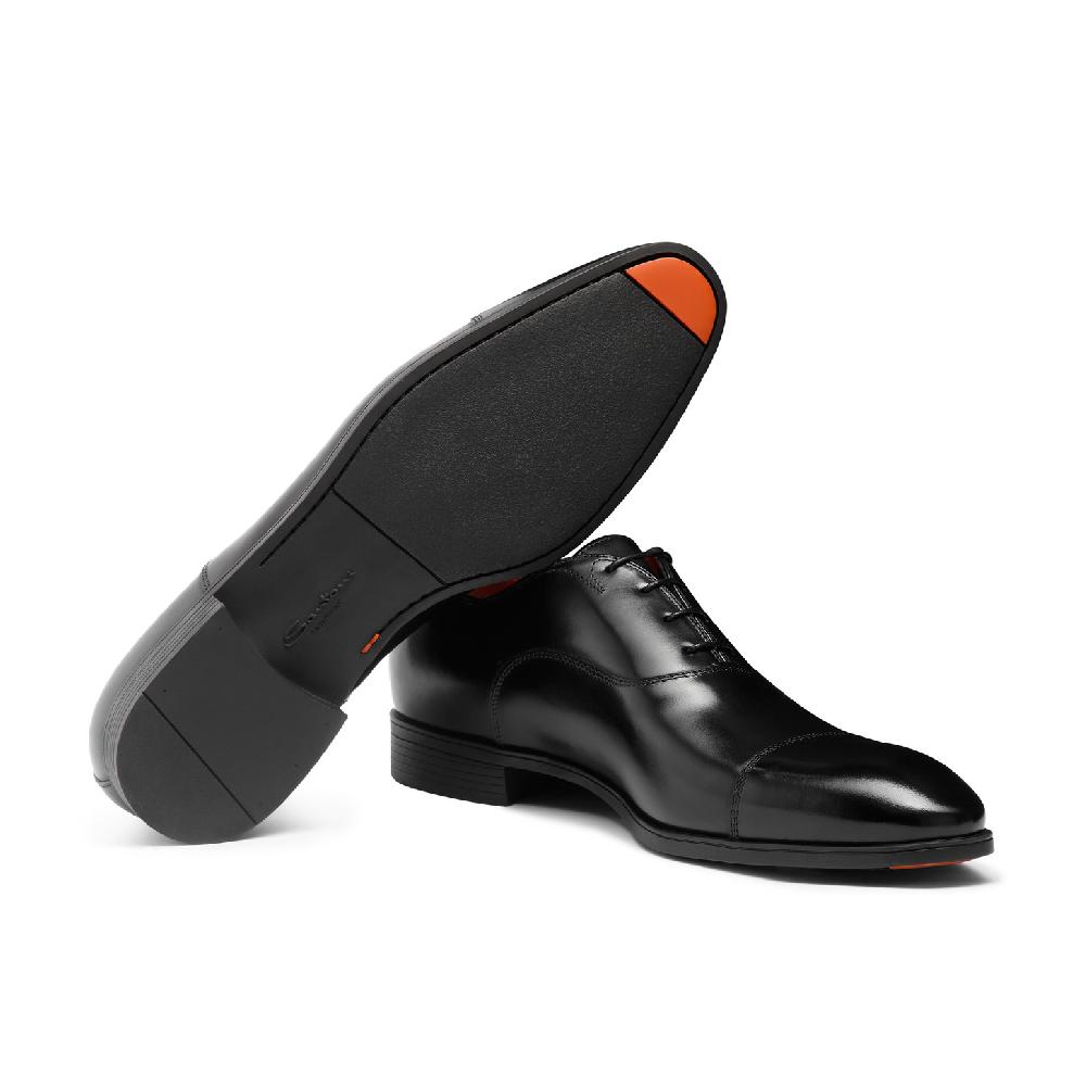 Santoni Stringata Oxford Da Uomo In Pelle Nera