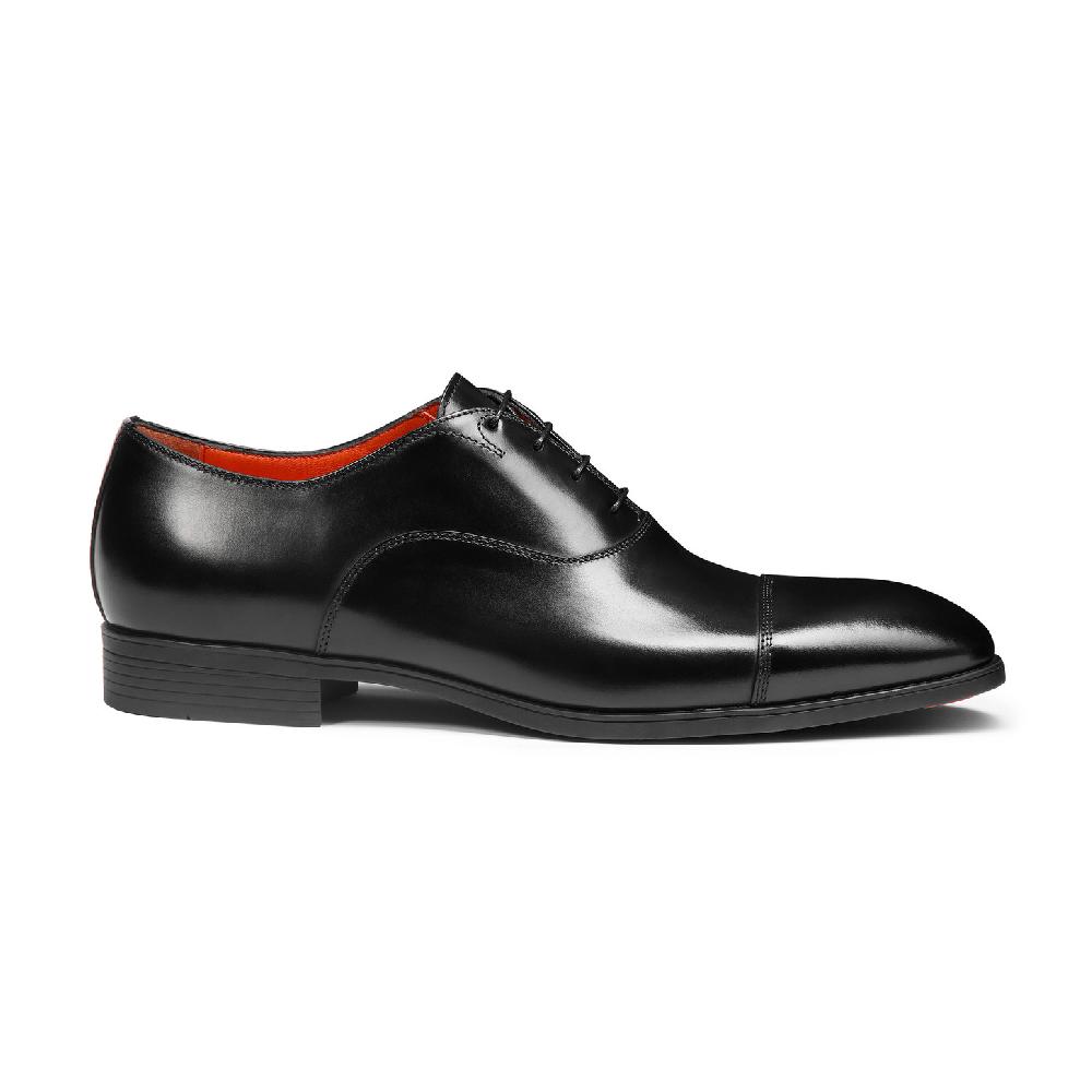 Santoni Stringata oxford da uomo in pelle nera