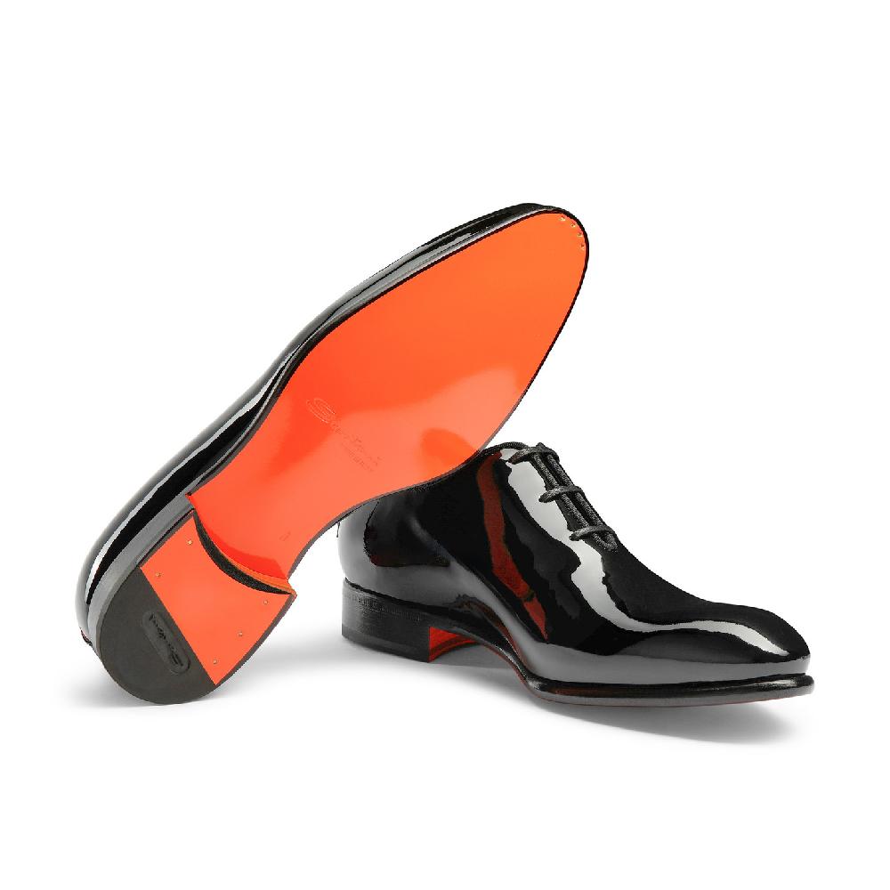Santoni Stringata Oxford Da Uomo In Vernice Nera
