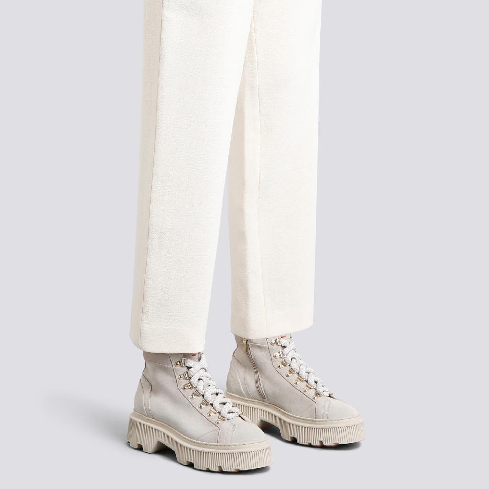 Santoni Scarponcino Da Montagna Da Donna In Suede Beige