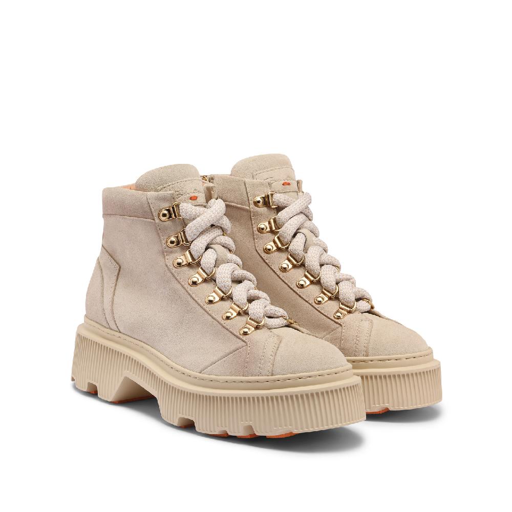 Santoni Scarponcino Da Montagna Da Donna In Suede Beige