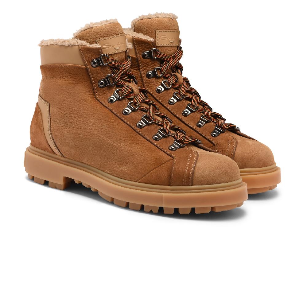 Santoni Scarponcino Da Montagna Da Uomo In Nabuk Marrone