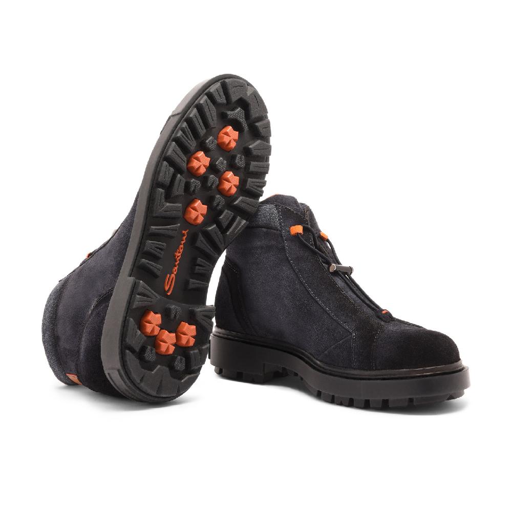 Santoni Scarponcino Da Montagna Da Uomo In Suede Blu