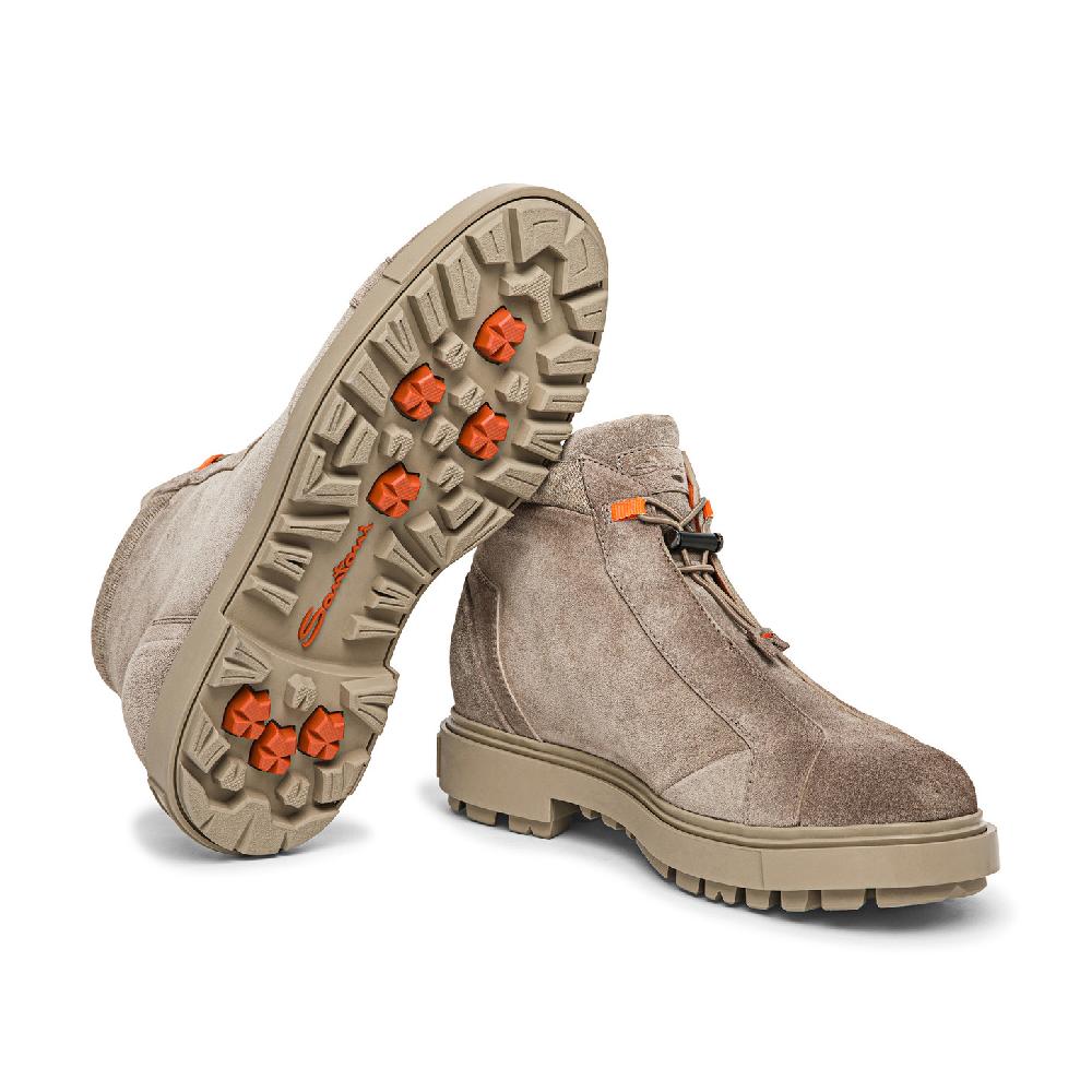 Santoni Scarponcino Da Montagna Da Uomo In Suede Marrone