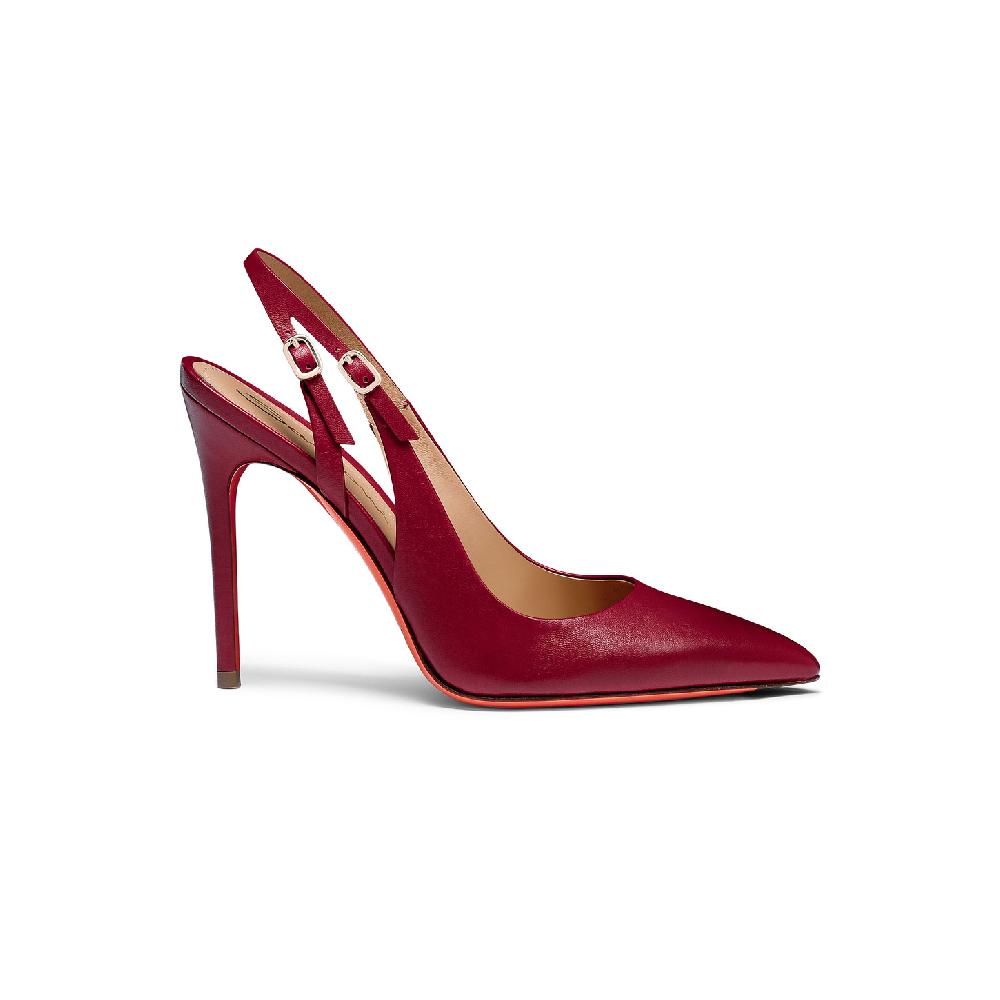 Santoni Slingback tacco alto da donna in pelle rossa