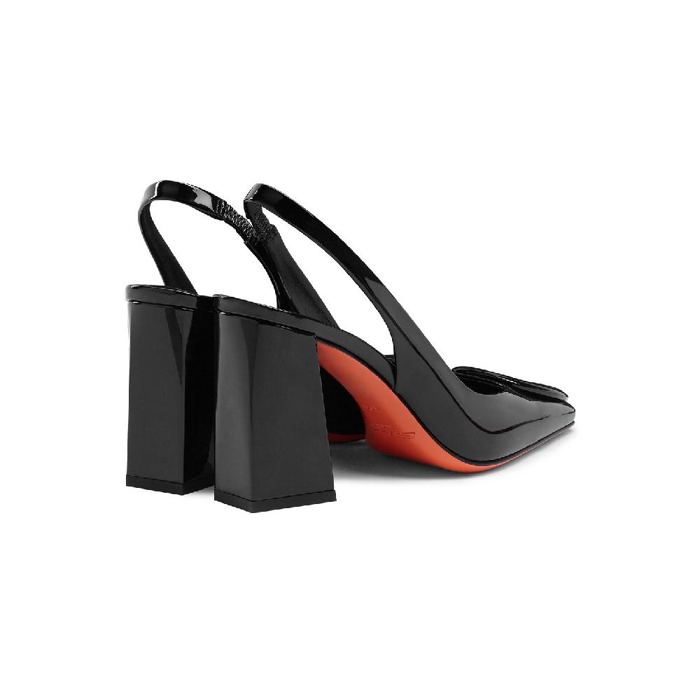 Santoni Slingback Tacco Alto Da Donna In Vernice Nera