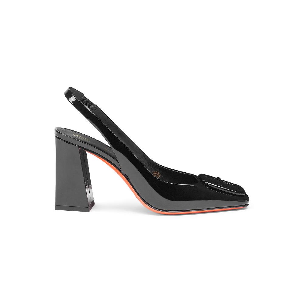 Santoni Slingback tacco alto da donna in vernice nera