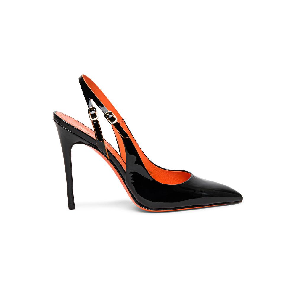 Santoni Slingback tacco alto da donna in vernice nera