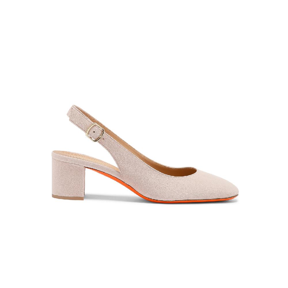 Santoni Slingback tacco basso da donna in suede rosa