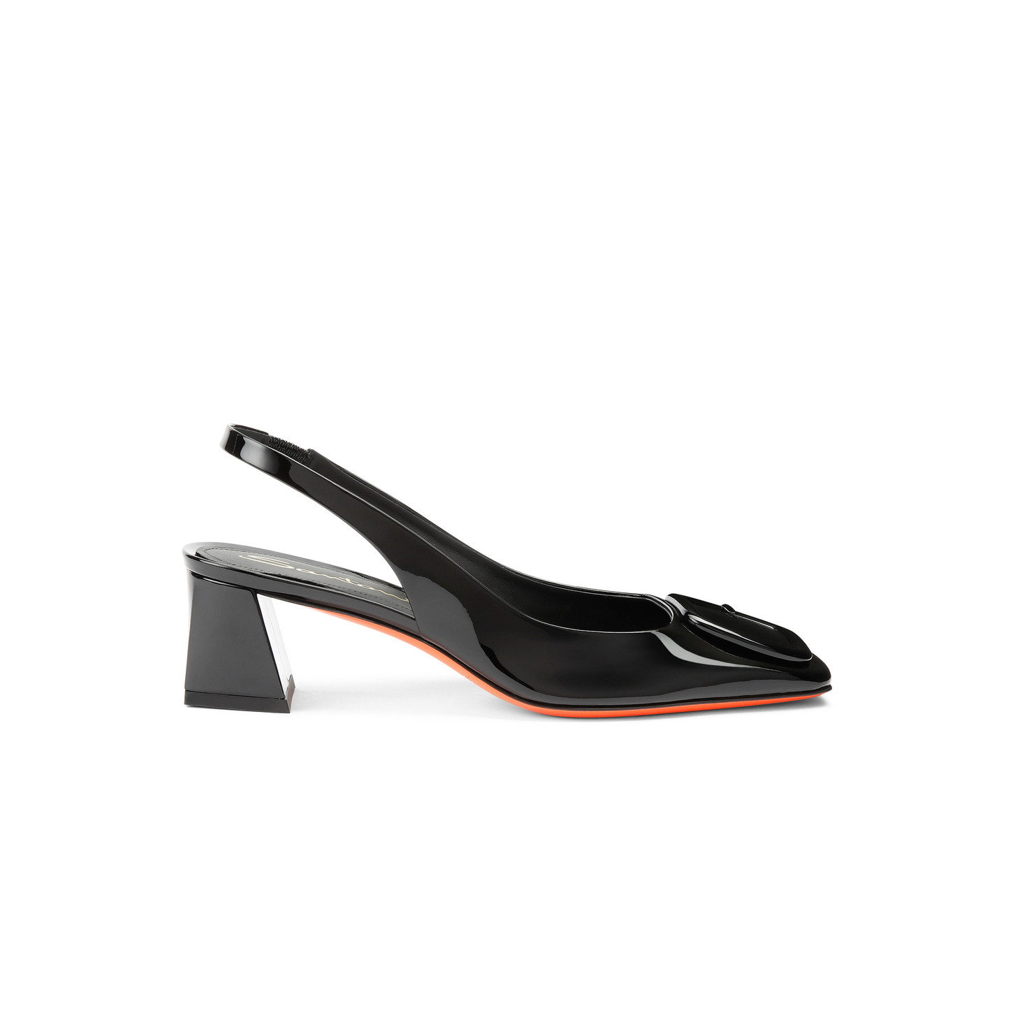 Santoni Slingback tacco medio da donna in vernice nera