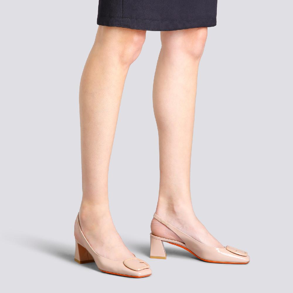 Santoni Slingback Tacco Medio Da Donna In Vernice Rosa