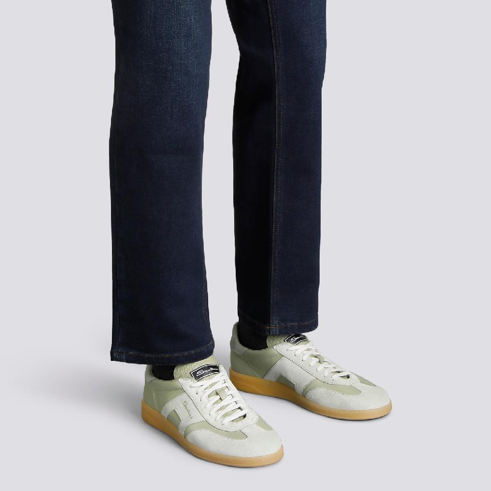 Santoni Sneaker DBS Oly Da Uomo In Pelle E Suede Verde Chiaro
